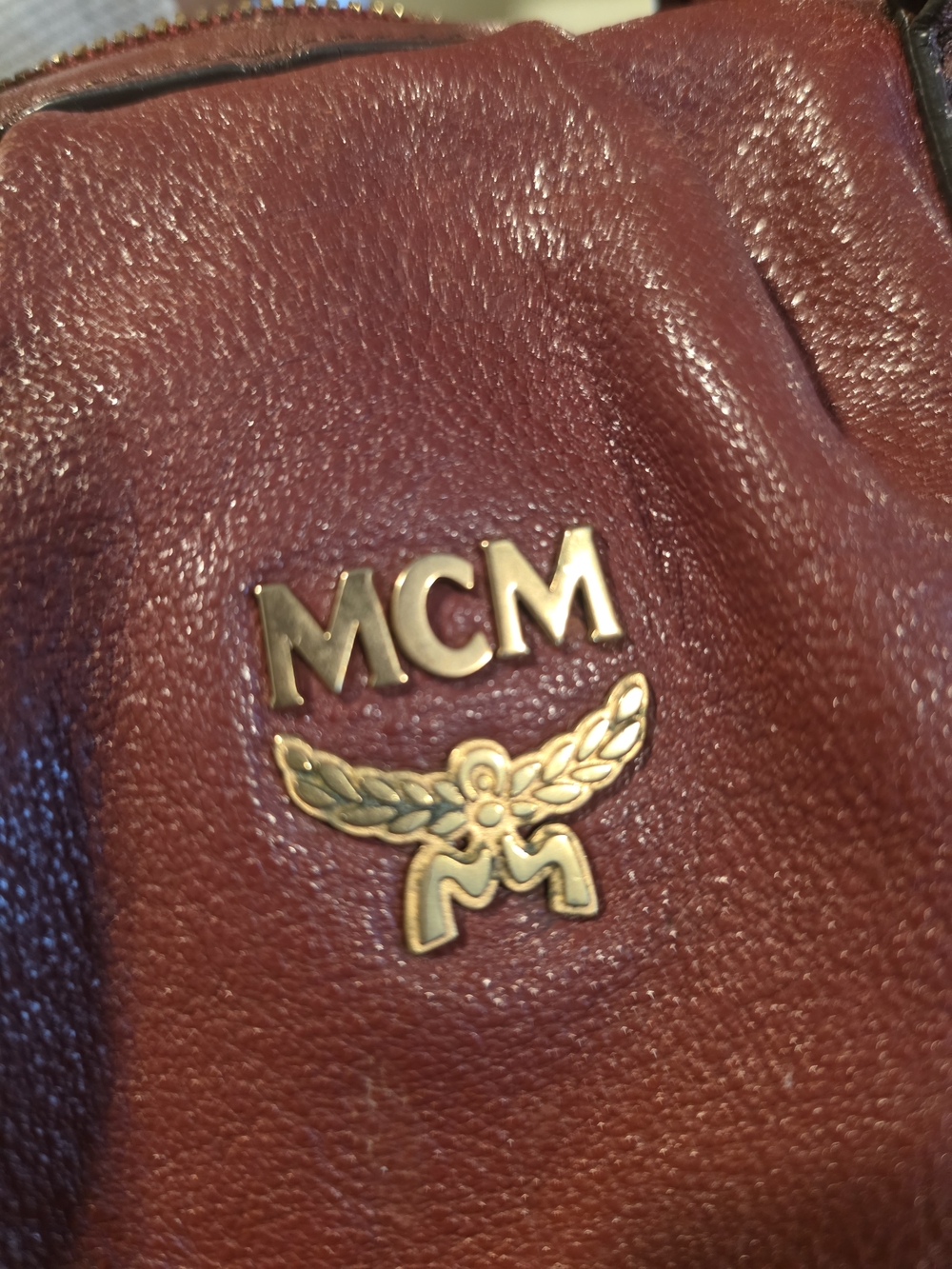MCM Burgundy Leather Top-Handle Satchel - Picture 4 of 5